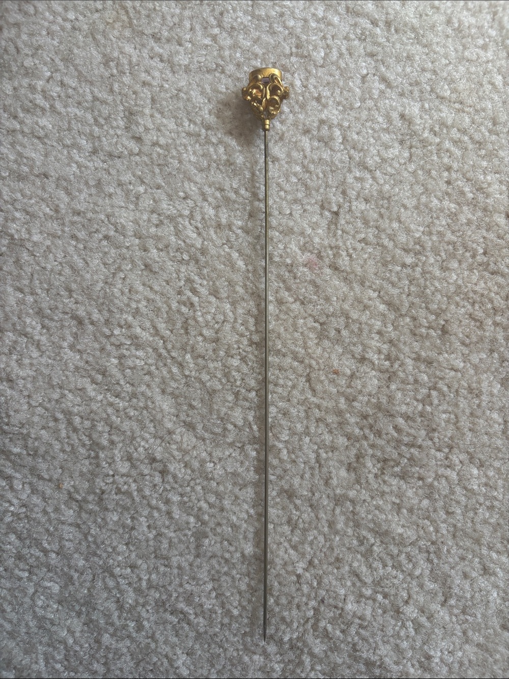 Vintage Gold-Tone Filigree Hat Pin for Women